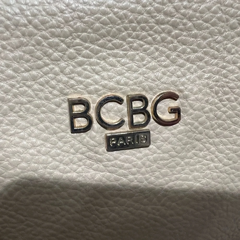 BCBG Paris Beige Bag Insert Organizer Zip Pouch Inner Tote Cosmetic Case